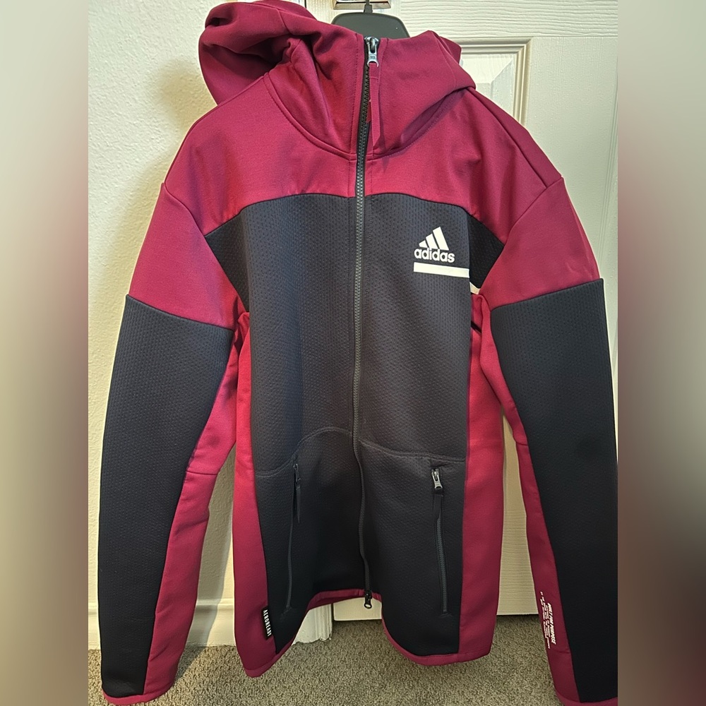 adidas Men ZNE AERORDY Full Zip - Legend Ink Power Berry